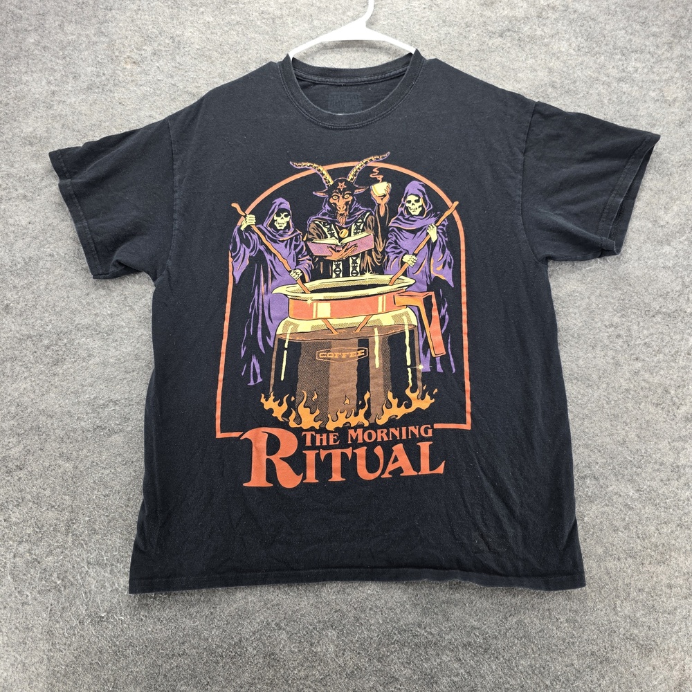 The Morning Ritual Shirt Mens Large Black Coffee Demon Skeleton Graphic Tee